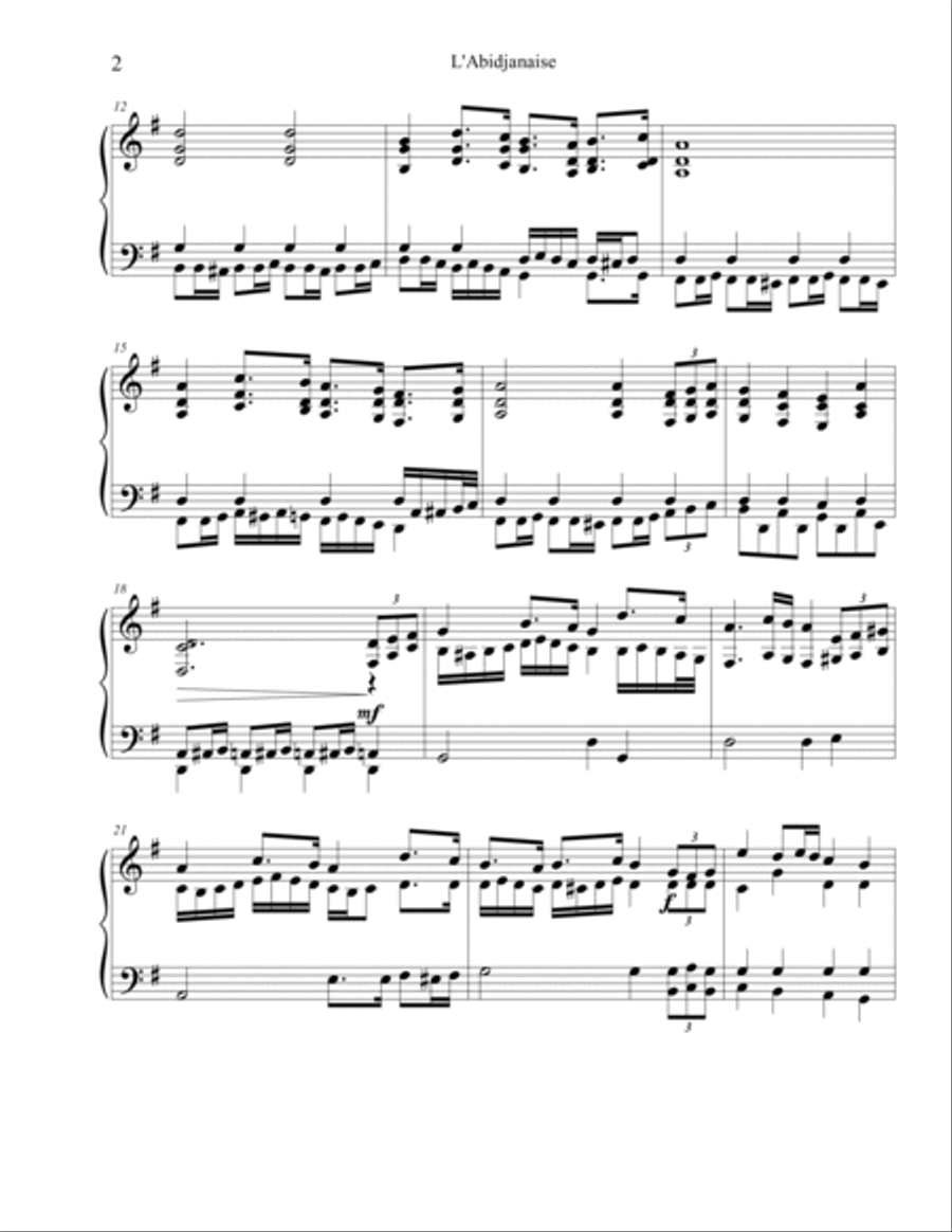 L'Abidjanaise (National Anthem Of Ivory Coast, côte d’Ivoire) Piano Solo scores gallery preview page 2