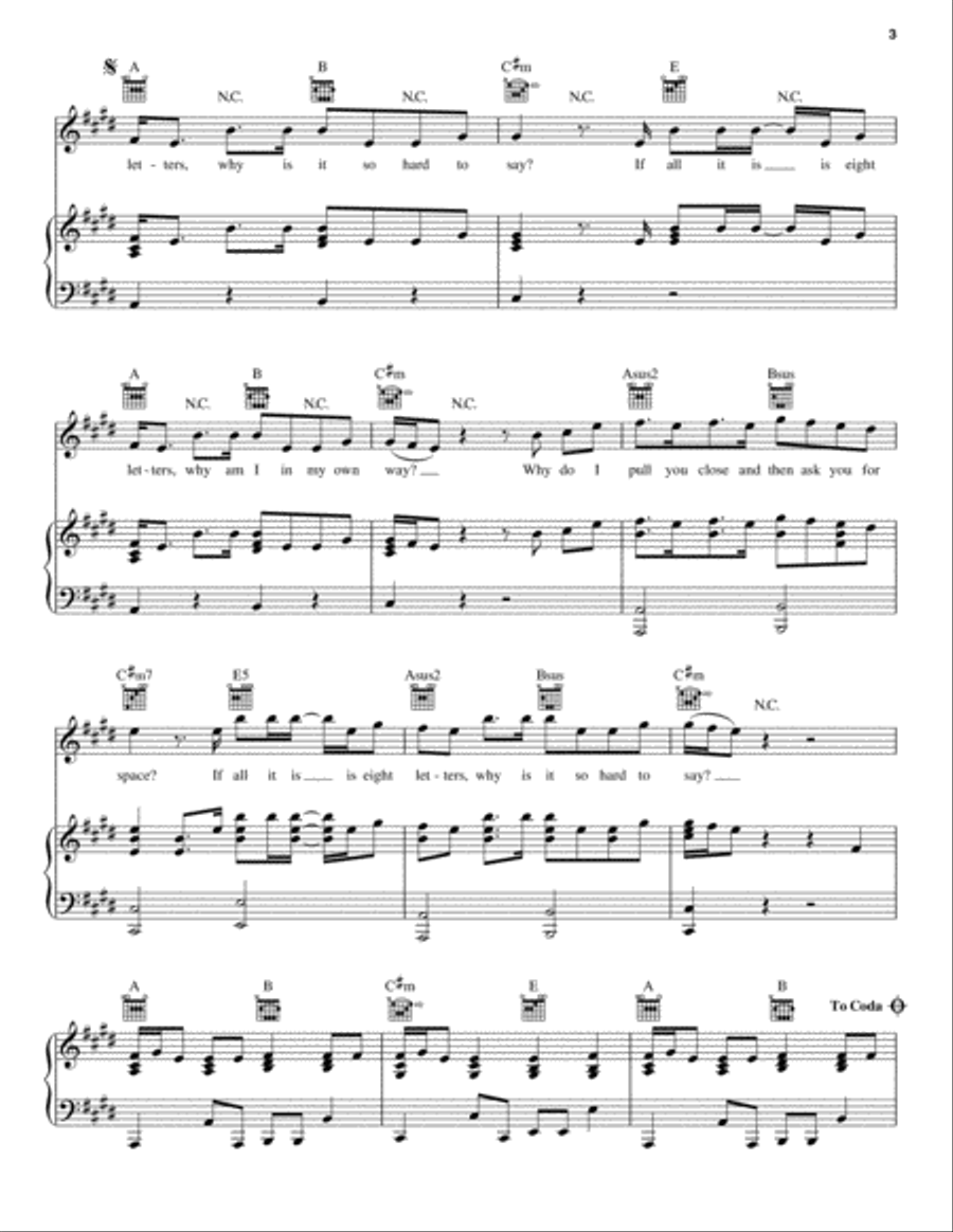 8 Letters Piano, Vocal, Guitar scores gallery preview page 3