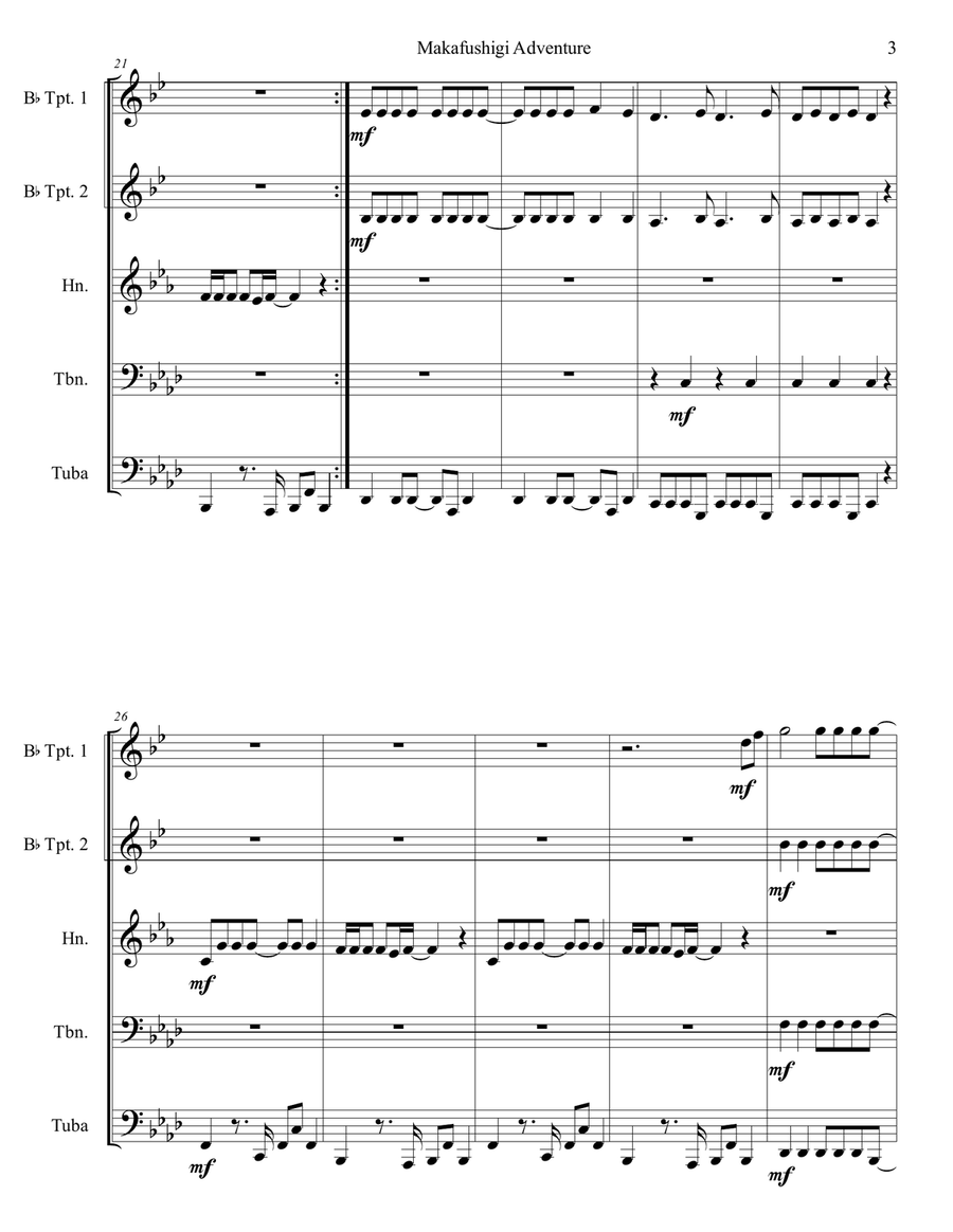 Makafushigi Adventure Makafushigi Adventure Brass Ensemble scores gallery preview page 3