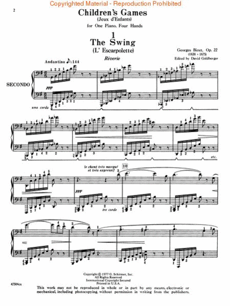 Jeux d'Enfants , Op. 22 by Georges Bizet 1 Piano, 4-Hands - Sheet Music