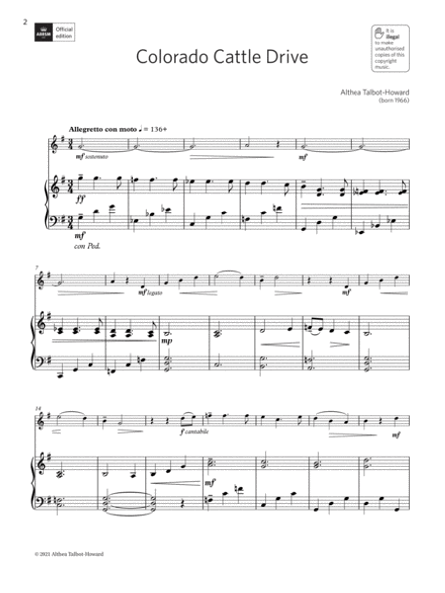 Colorado Cattle Drive (Grade 2 List B8 from the ABRSM Oboe syllabus from 2022) Oboe Solo scores gallery preview page 2