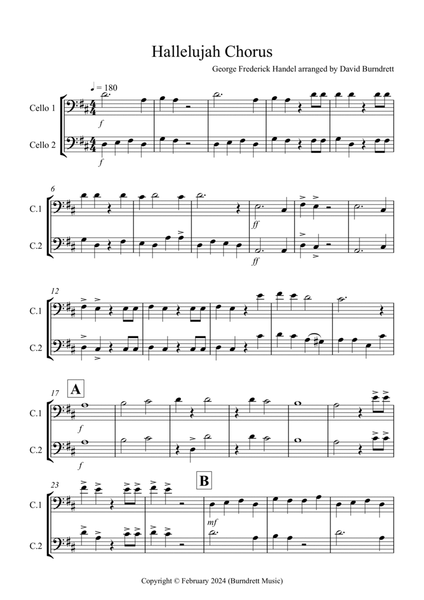 Hallelujah Chorus for Cello Duet image number null