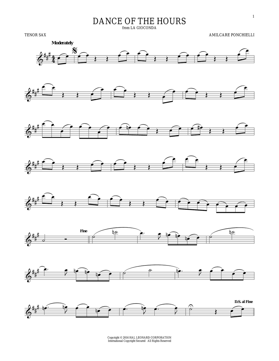 Dance Of The Hours Dance Of The Hours Tenor Saxophone scores gallery preview page 1
