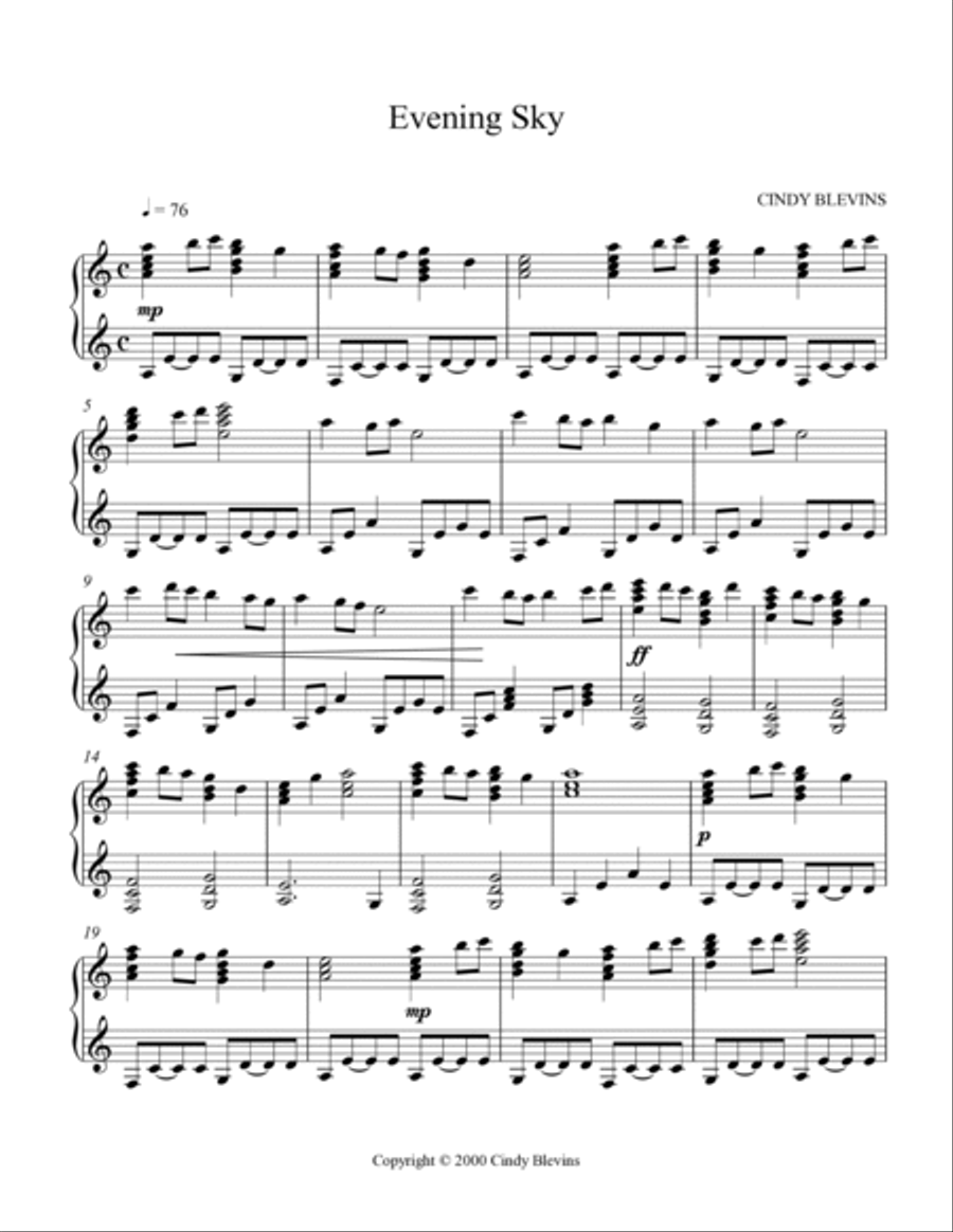 Evening Sky, original solo for Lap Harp Lap Harp scores gallery preview page 2