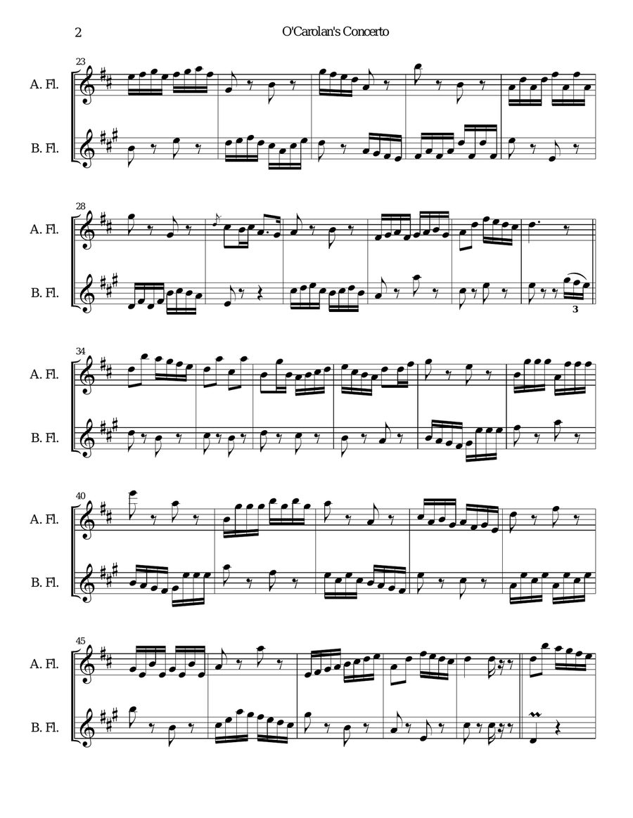 O'Carolan's Concerto for alto flute and bass flute Flute Duet scores gallery preview page 2