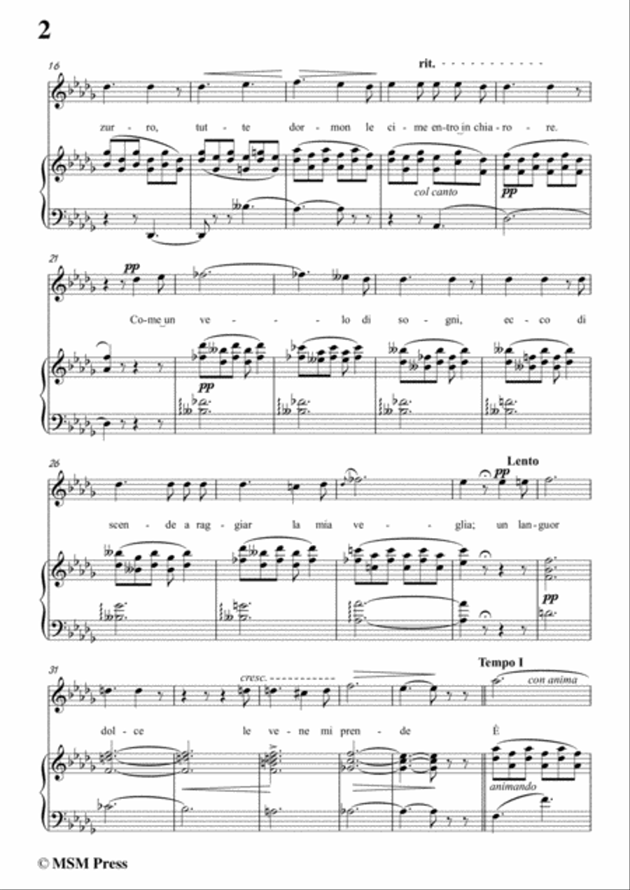 Tosti-Arcano! In D Major,for voice and piano Voice Solo scores gallery preview page 4