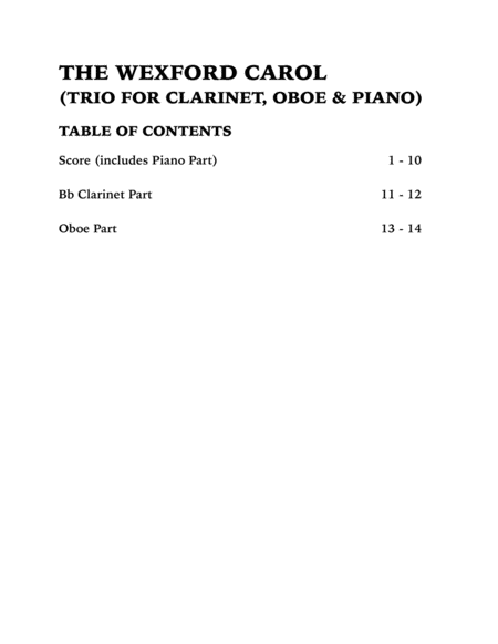 The Wexford Carol (Trio for Oboe, Clarinet and Piano) image number null