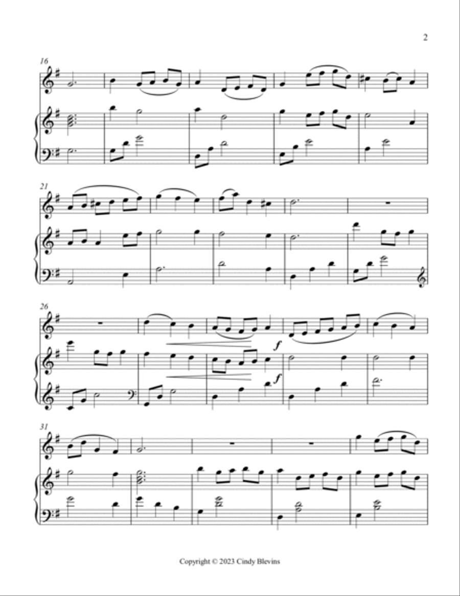 Minuet In G, Harp and Tin Whistle (D) Harp scores gallery preview page 3