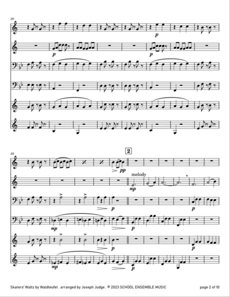 Skaters' Waltz by Waldteufel for Brass Quartet in Schools Brass Quartet scores gallery preview page 2