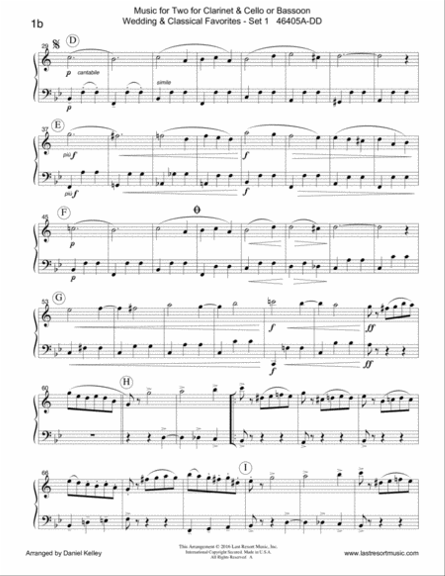 Music for Two Wedding & Classical Favorites for Clarinet & Cello or Bassoon - Set 1 Small Ensemble scores gallery preview page 6