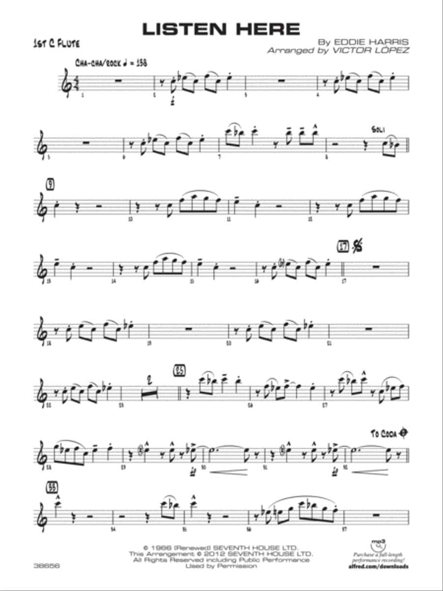 Listen Here: Flute Jazz Ensemble scores gallery preview page 1