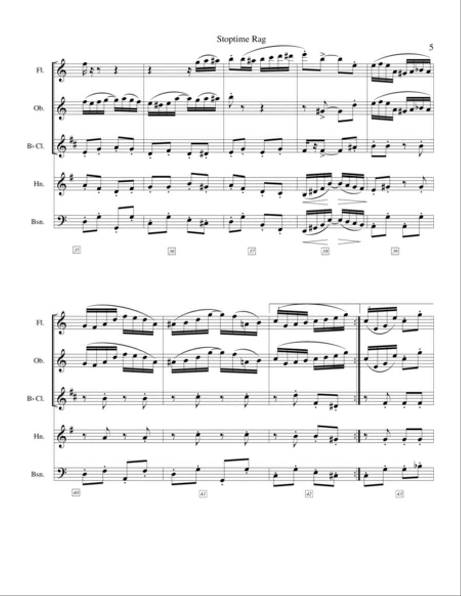 Stoptime Rag Woodwind Quintet scores gallery preview page 5