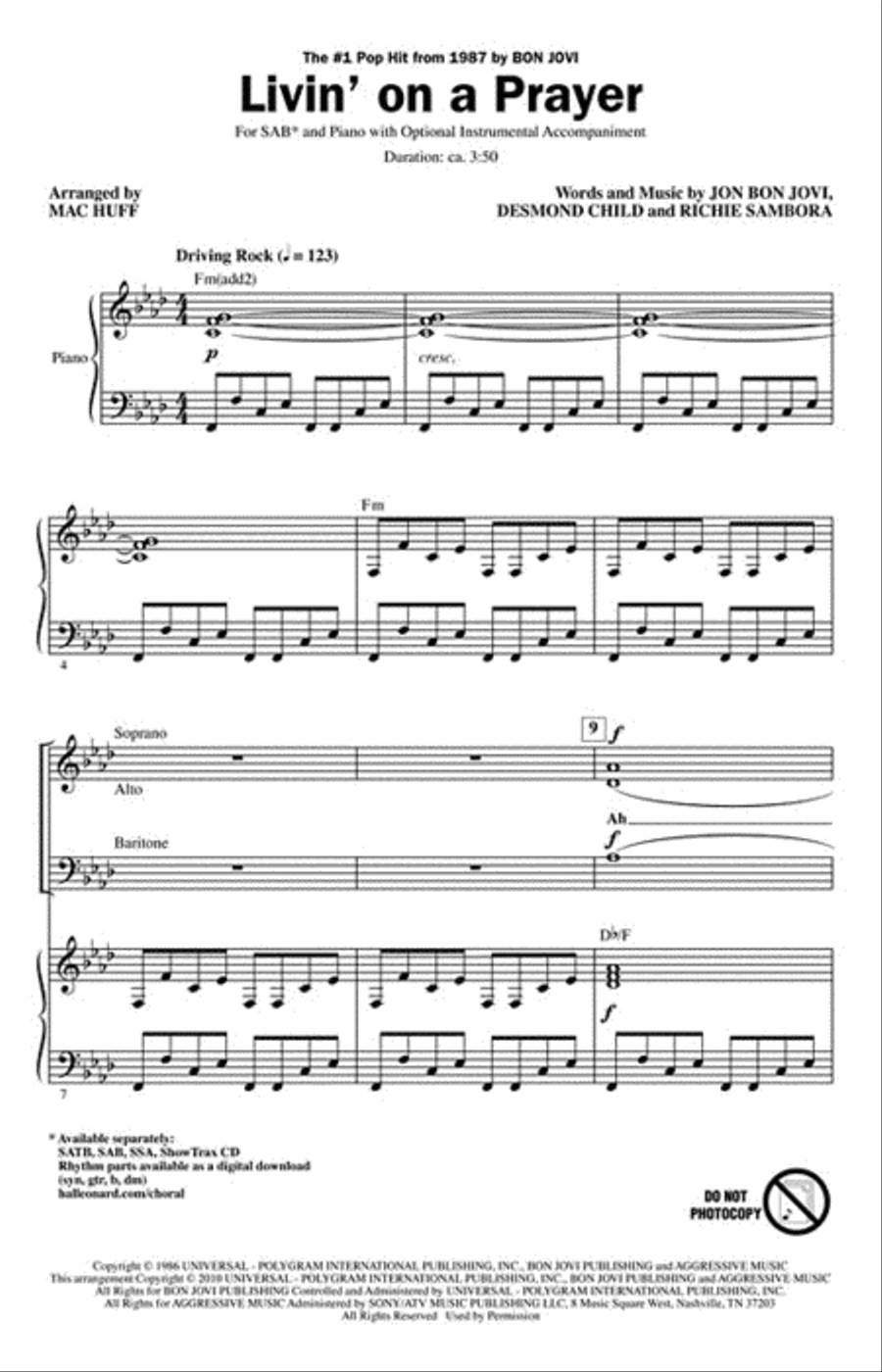 Livin' on a Prayer 3-Part scores gallery preview page 2
