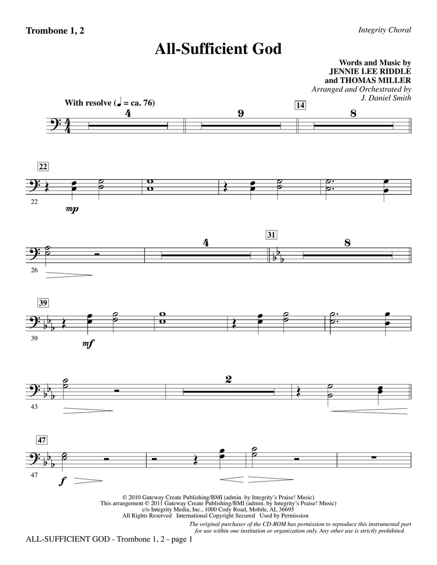 All-Sufficient God - Trombone 1 & 2