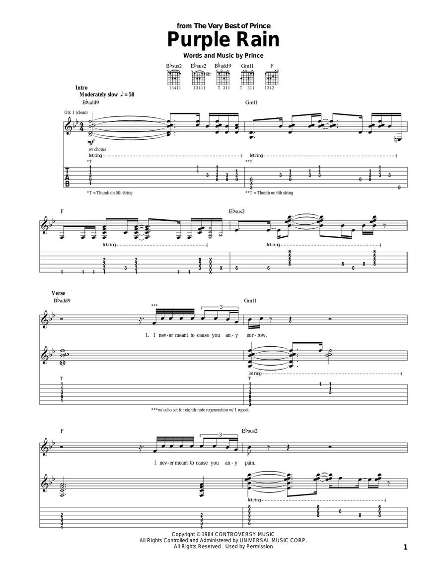 Purple Rain Acoustic Guitar scores gallery preview page 1