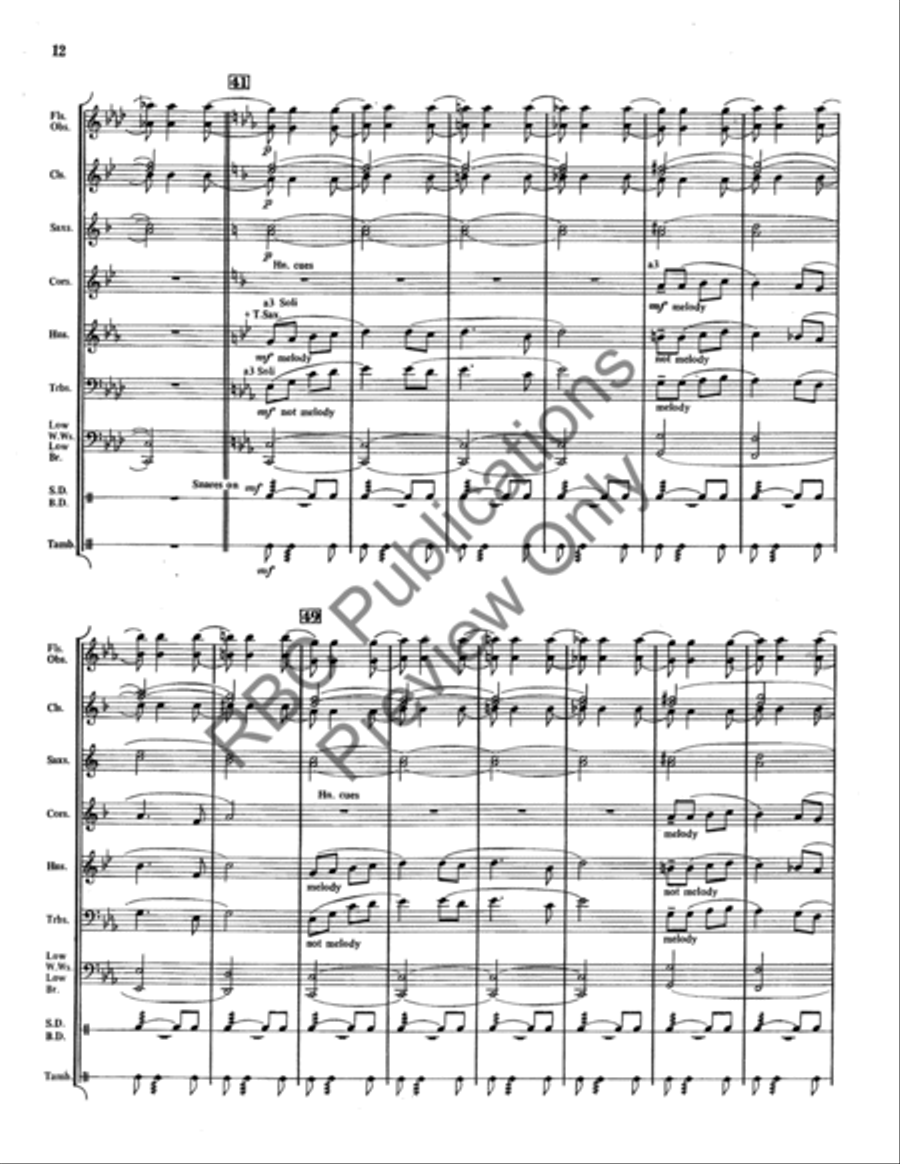 Three Old French Ballads (Score) Concert Band scores gallery preview page 13