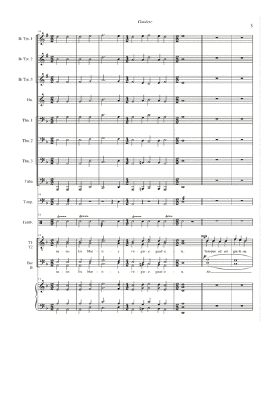 Gaudete TTBB Brass Accompaniment Score and Parts TTBB scores gallery preview page 5