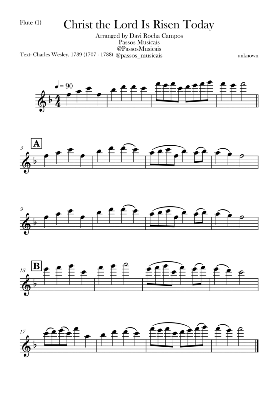 Christ the Lord is Rises today Flute Solo scores gallery preview page 1