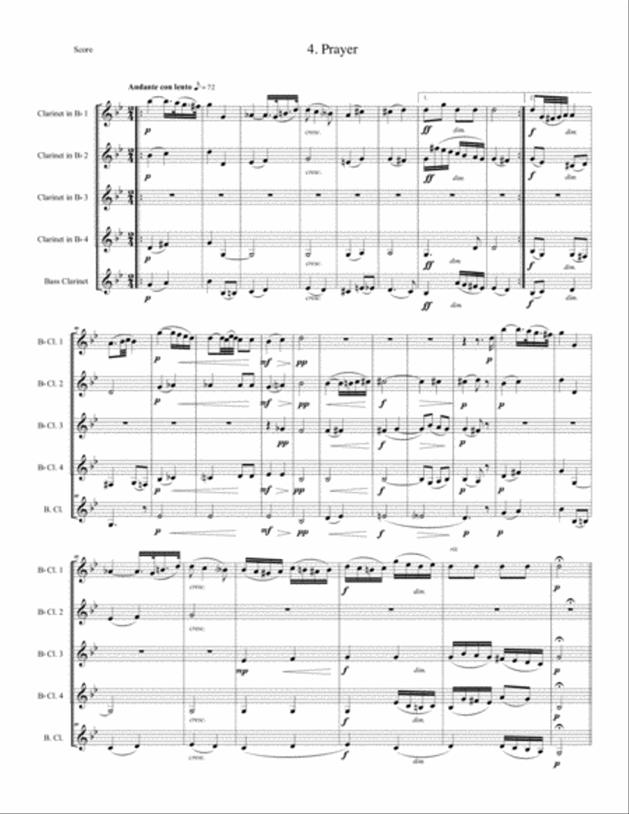 Nine Children's Pieces for Clarinet Quintet Clarinet Quintet scores gallery preview page 6