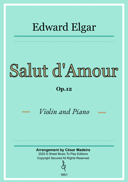 Salut d'Amour by Elgar - Violin and Piano (Full Score and Parts) image number null