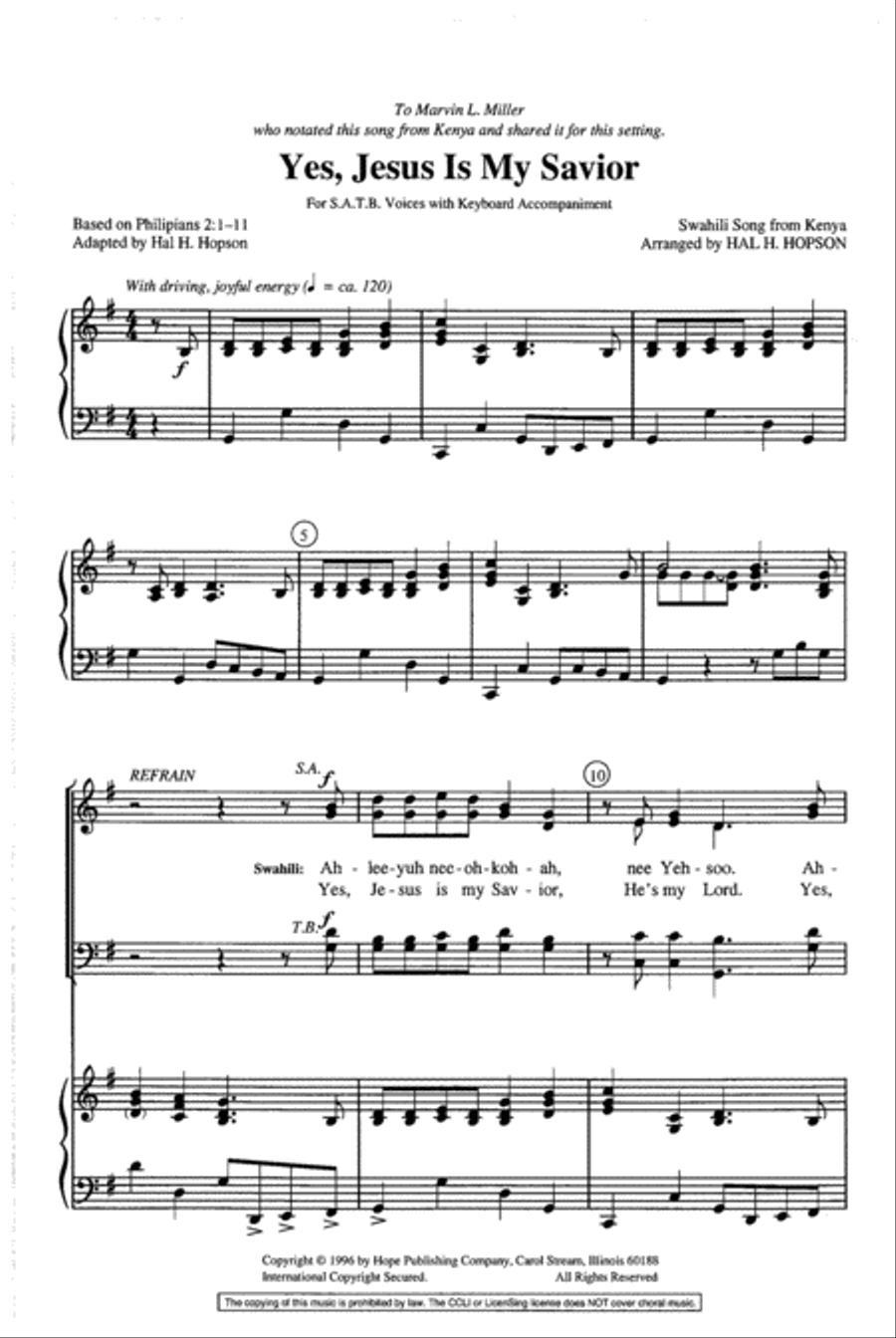 Yes, Jesus Is My Savior Yes, Jesus Is My Savior 4-Part scores gallery preview page 2