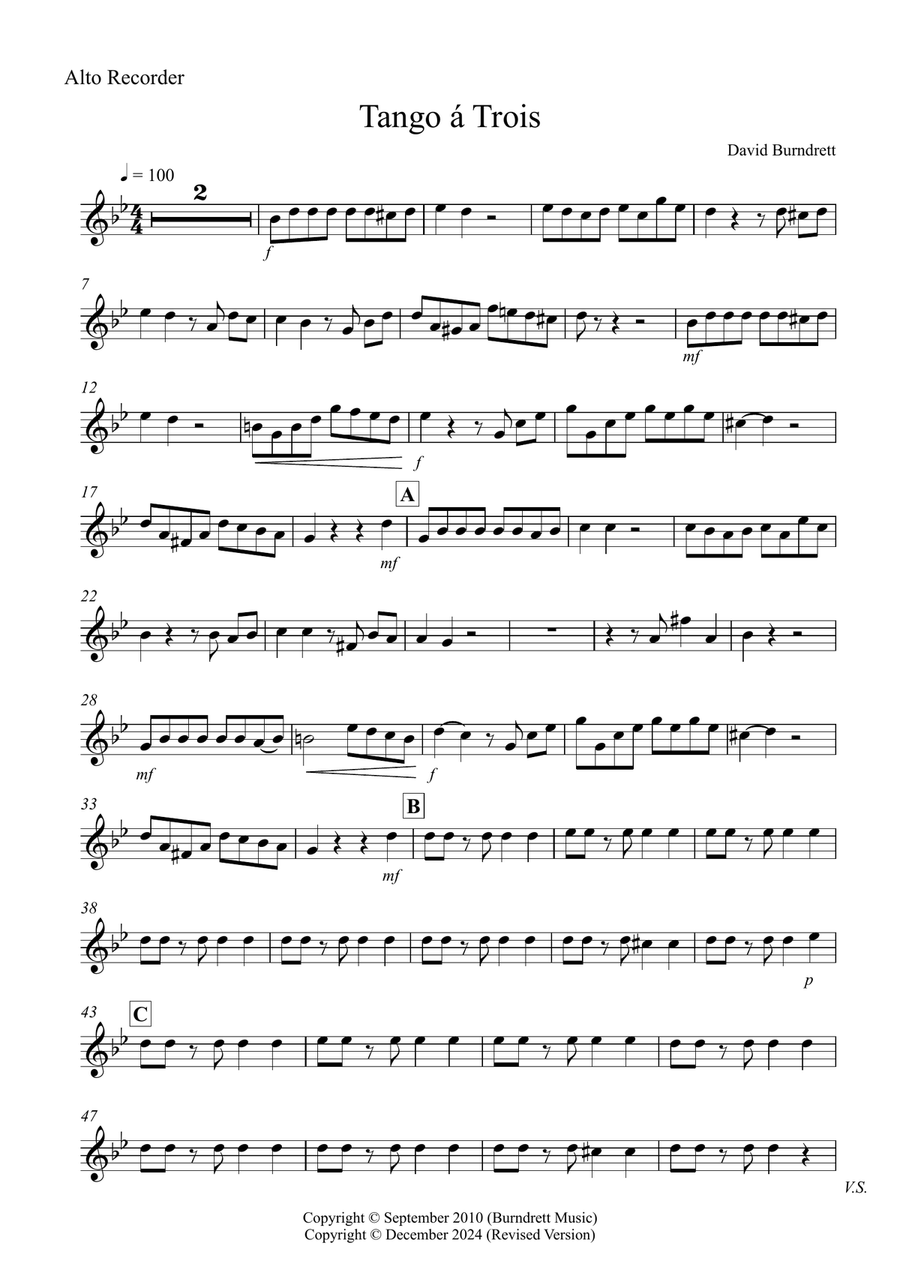 Tango a Trios for Alto, Tenor and Bass Recorder Trio Small Ensemble scores gallery preview page 4