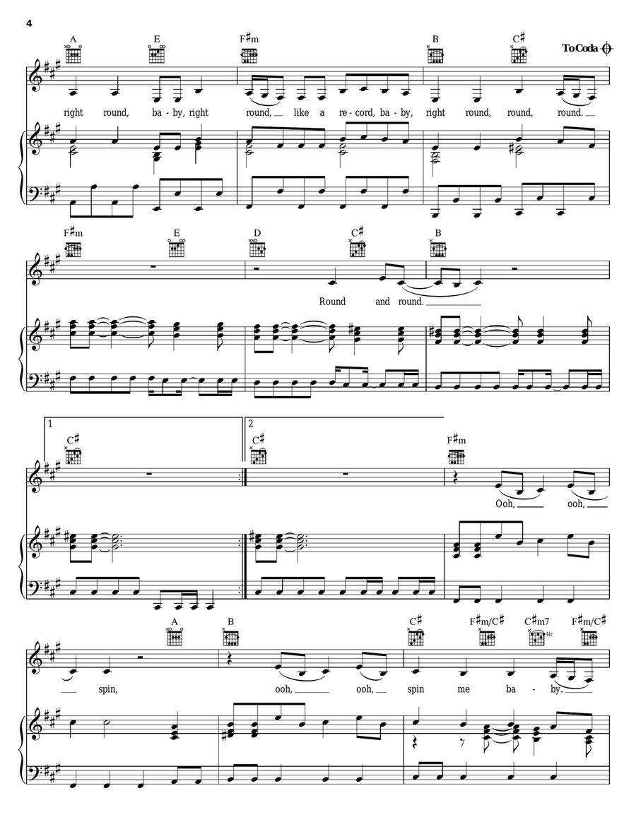 You Spin Me Round (Like A Record) Piano, Vocal, Guitar scores gallery preview page 4