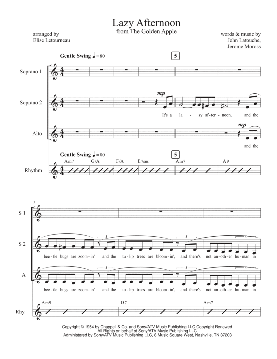 Lazy Afternoon SSA scores gallery preview page 1
