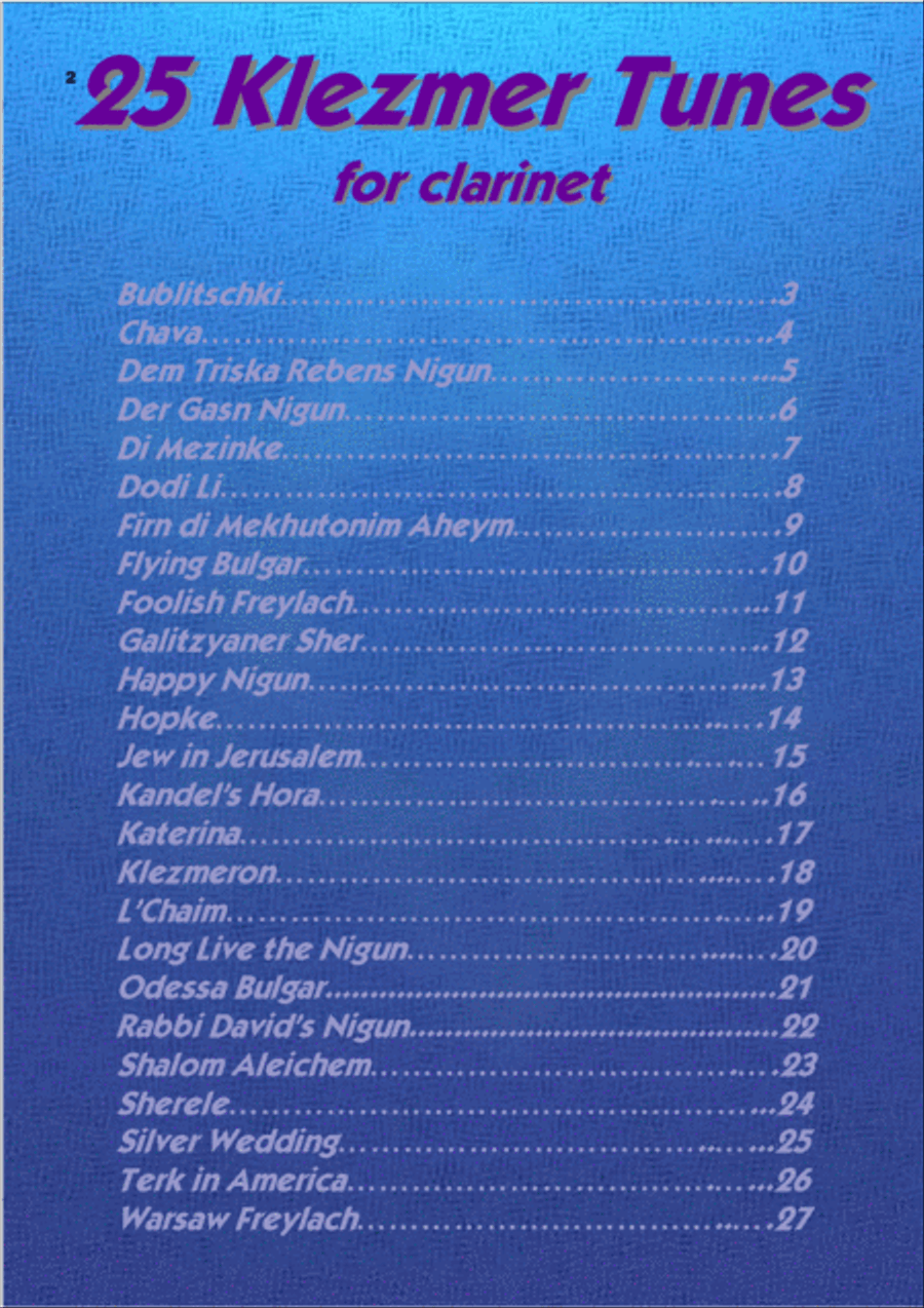 25 Klezmer Tunes for Clarinet Clarinet Solo scores gallery preview page 2