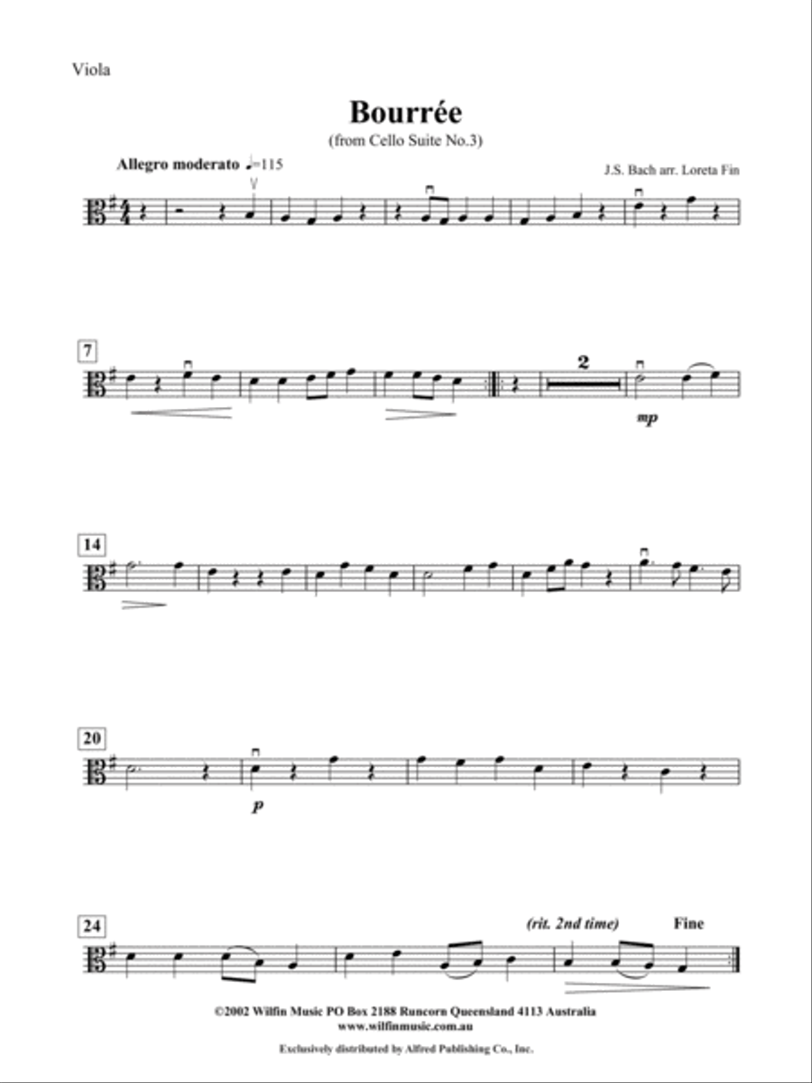 Bourree: Viola String Orchestra scores gallery preview page 1