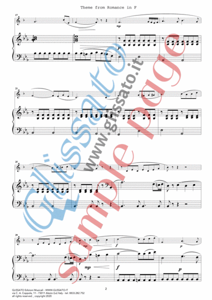 Theme from "Romance in F" easy for Bb Trumpet/Cornet/Trombone/Euphonium t.c. and Piano image number null