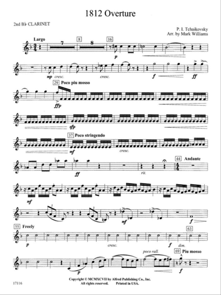 1812 Overture: 2nd B-flat Clarinet Concert Band scores gallery preview page 1