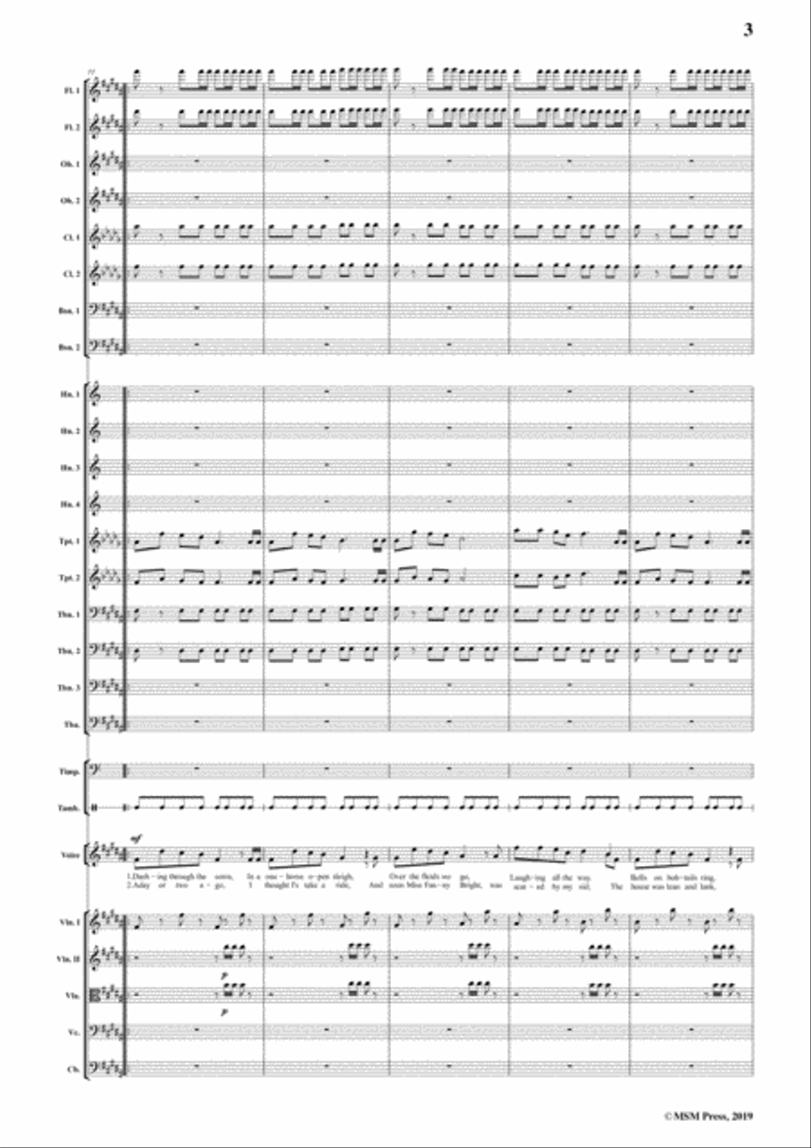 Pierpont-Jingle Bells(The One Horse Open Sleigh),in B Major,for Voice&Orchestra Flute scores gallery preview page 5