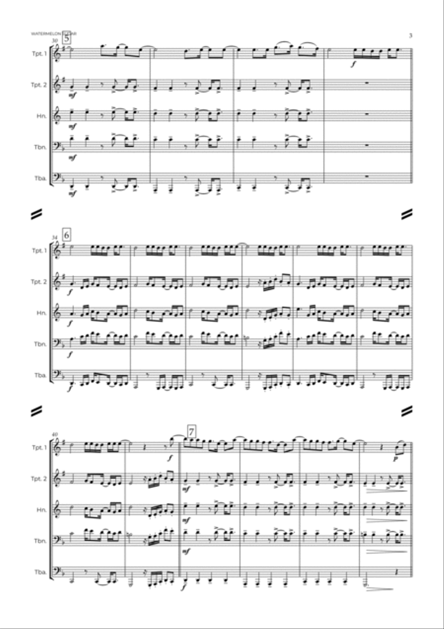 Watermelon Sugar Brass Ensemble scores gallery preview page 4