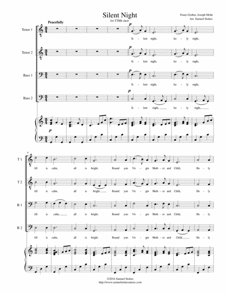 Silent Night - for TTBB choir with piano accompaniment