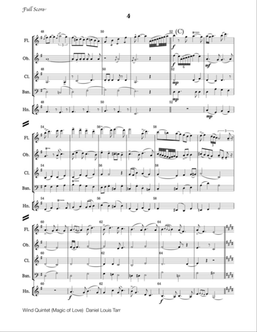 Wind Quintet (Magic of Love) Woodwind Quintet scores gallery preview page 4
