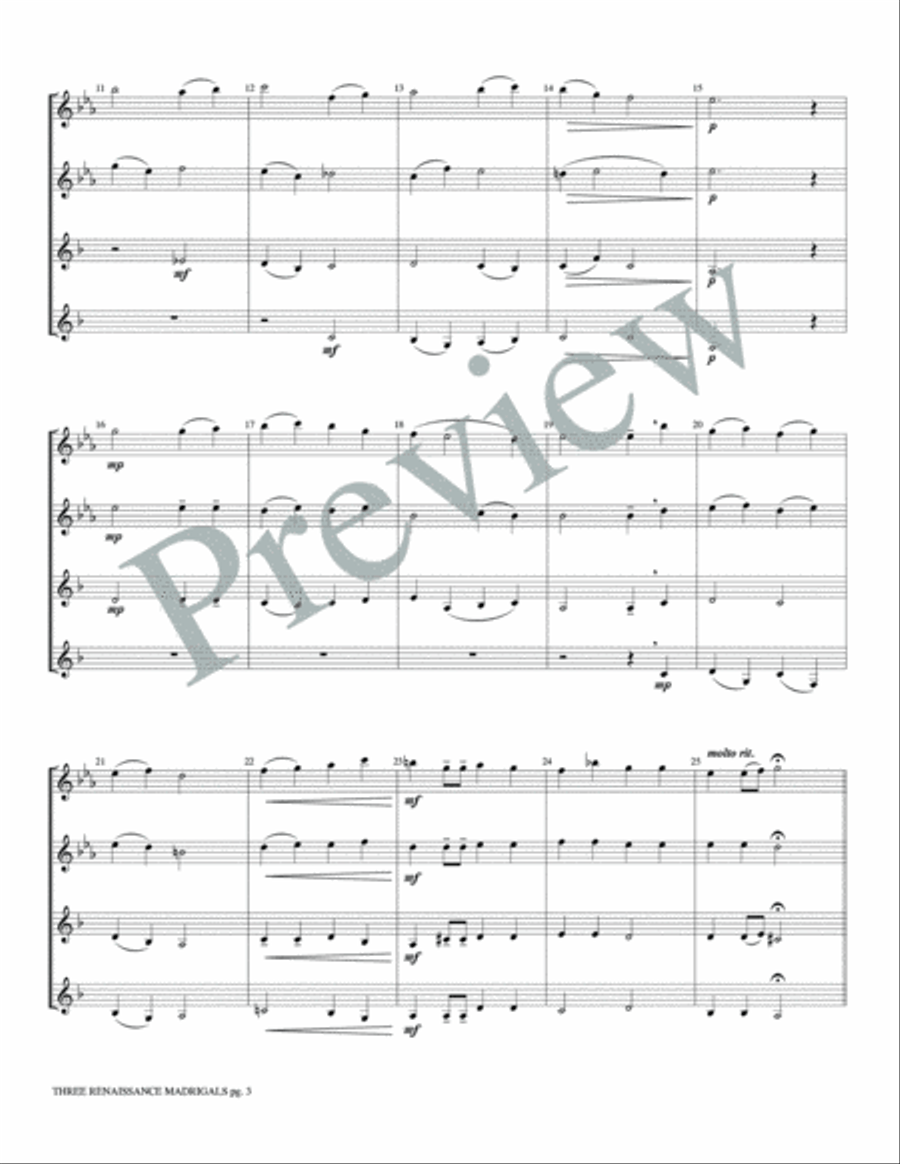 Three Renaissance Madrigals Woodwind Quartet scores gallery preview page 5
