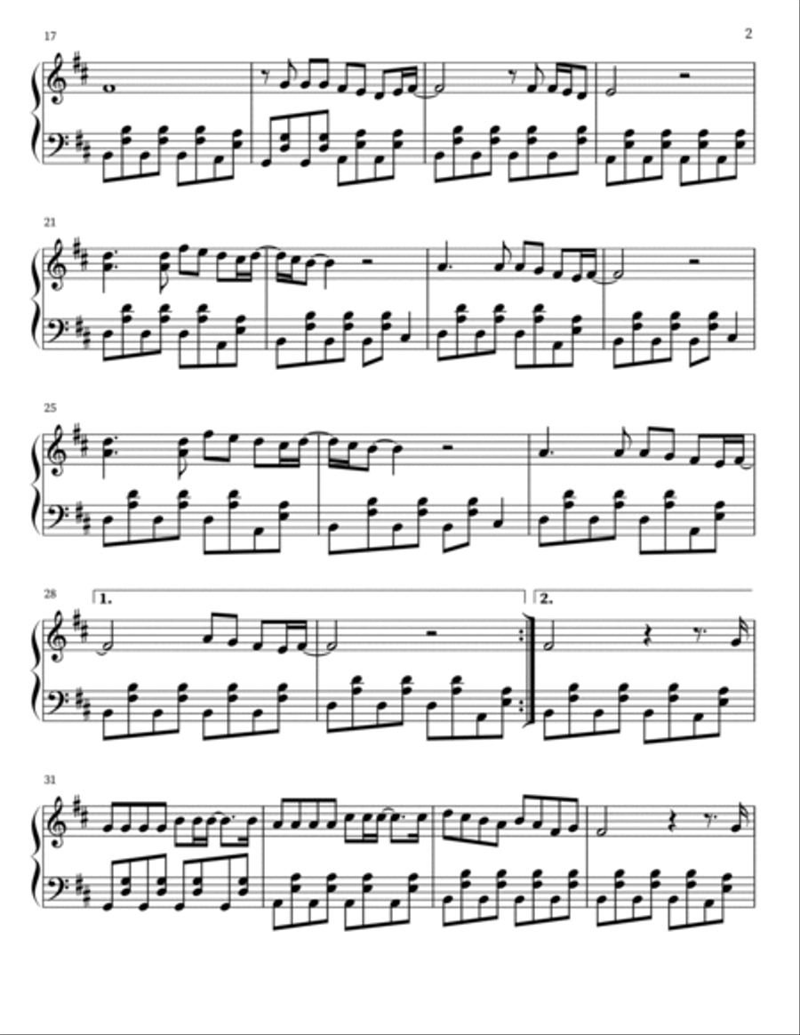 Hey There Delilah Piano Solo scores gallery preview page 2