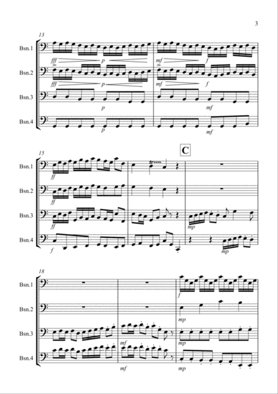 Arrival of the Queen of Sheba for Bassoon Quartet Bassoon Quartet scores gallery preview page 3