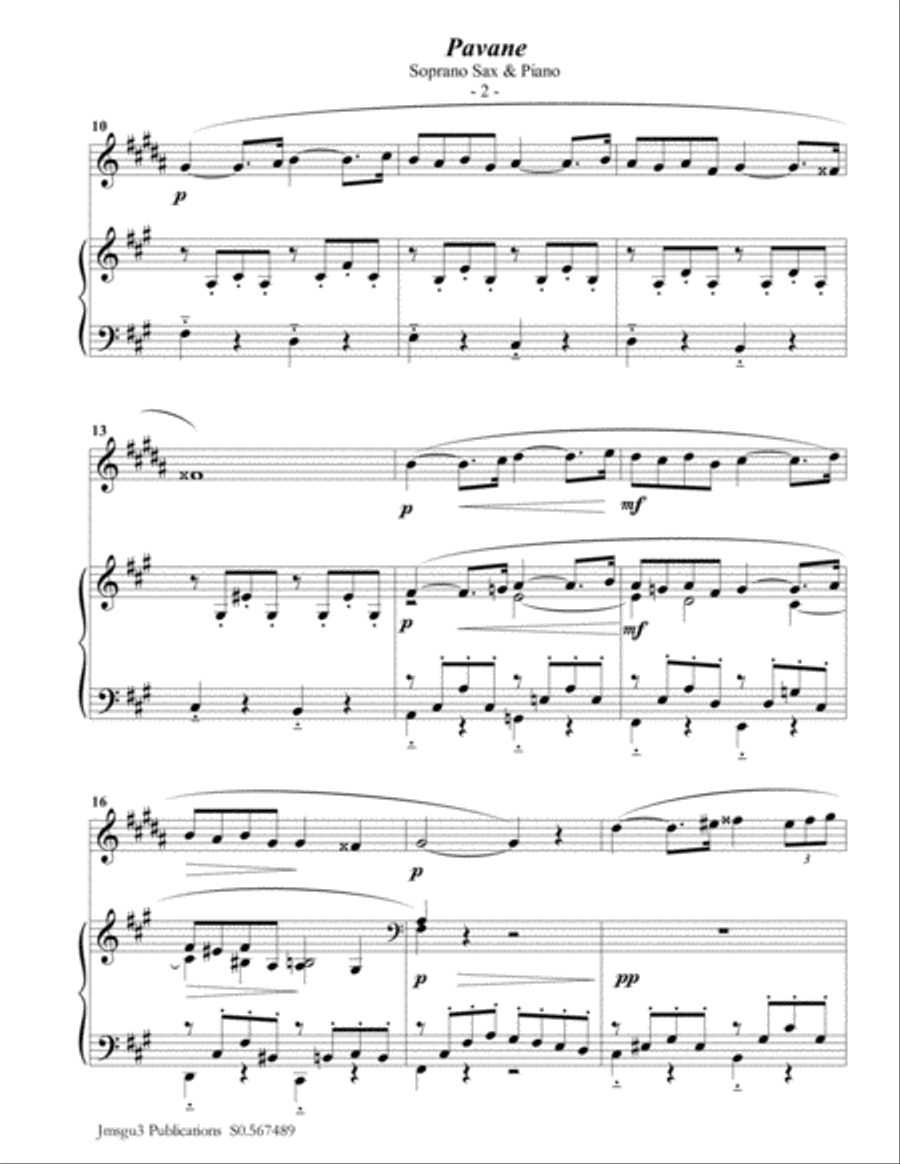 Fauré: Pavane Op. 50 for Soprano Sax & Piano Fauré: Pavane Op. 50 for Soprano Sax & Piano Soprano Saxophone scores gallery preview page 2