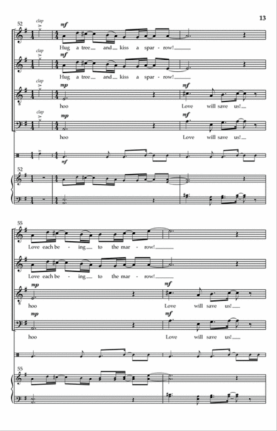 Hug A Tree and Kiss A Sparrow 4-Part scores gallery preview page 11