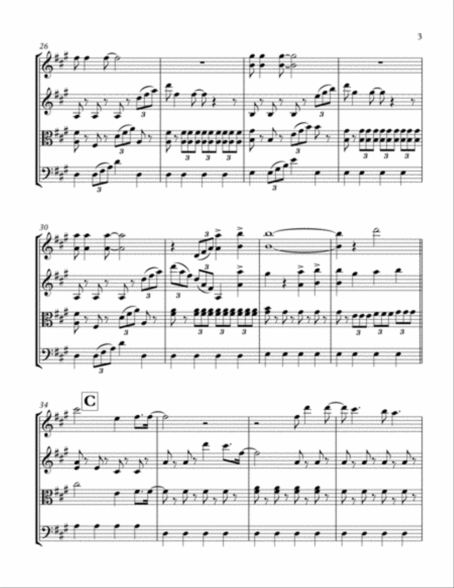Sweet Caroline String Quartet scores gallery preview page 3