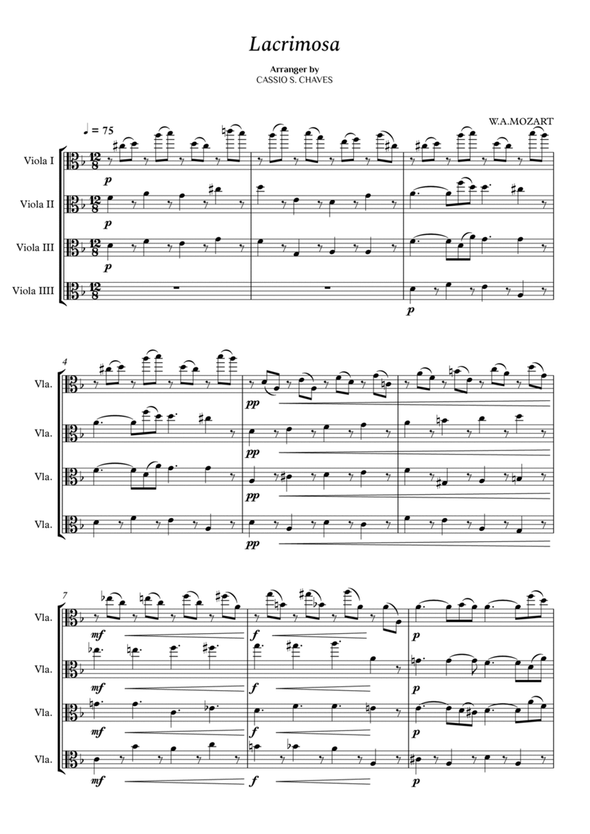 Mozart - Lacrimosa for String Quartet image number null
