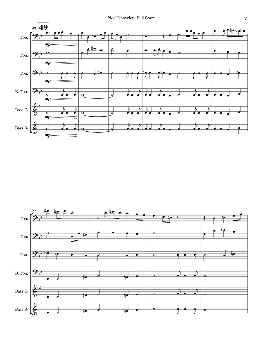 Noel Nouvelet - Trombone Quartet Brass Quartet scores gallery preview page 5