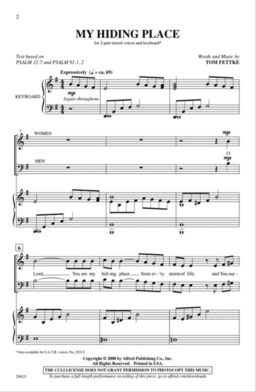 My Hiding Place 2-Part scores gallery preview page 2