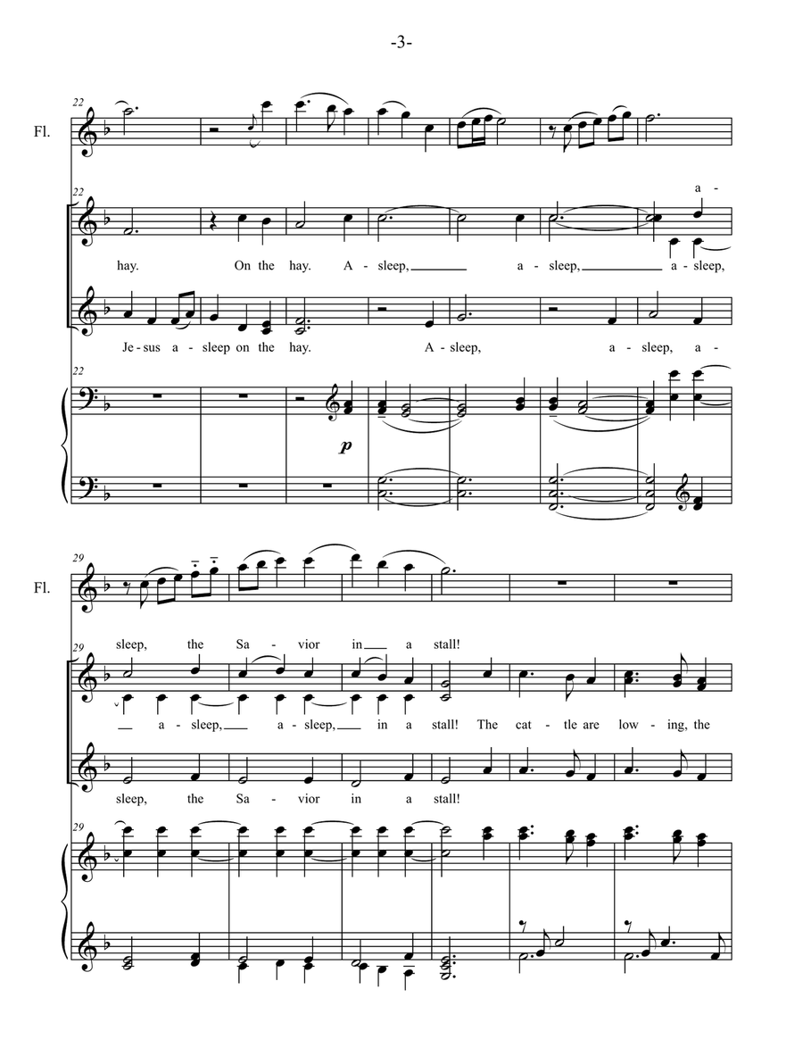 Away in a Manger : SSA Choir, Piano and Flute SSA scores gallery preview page 3