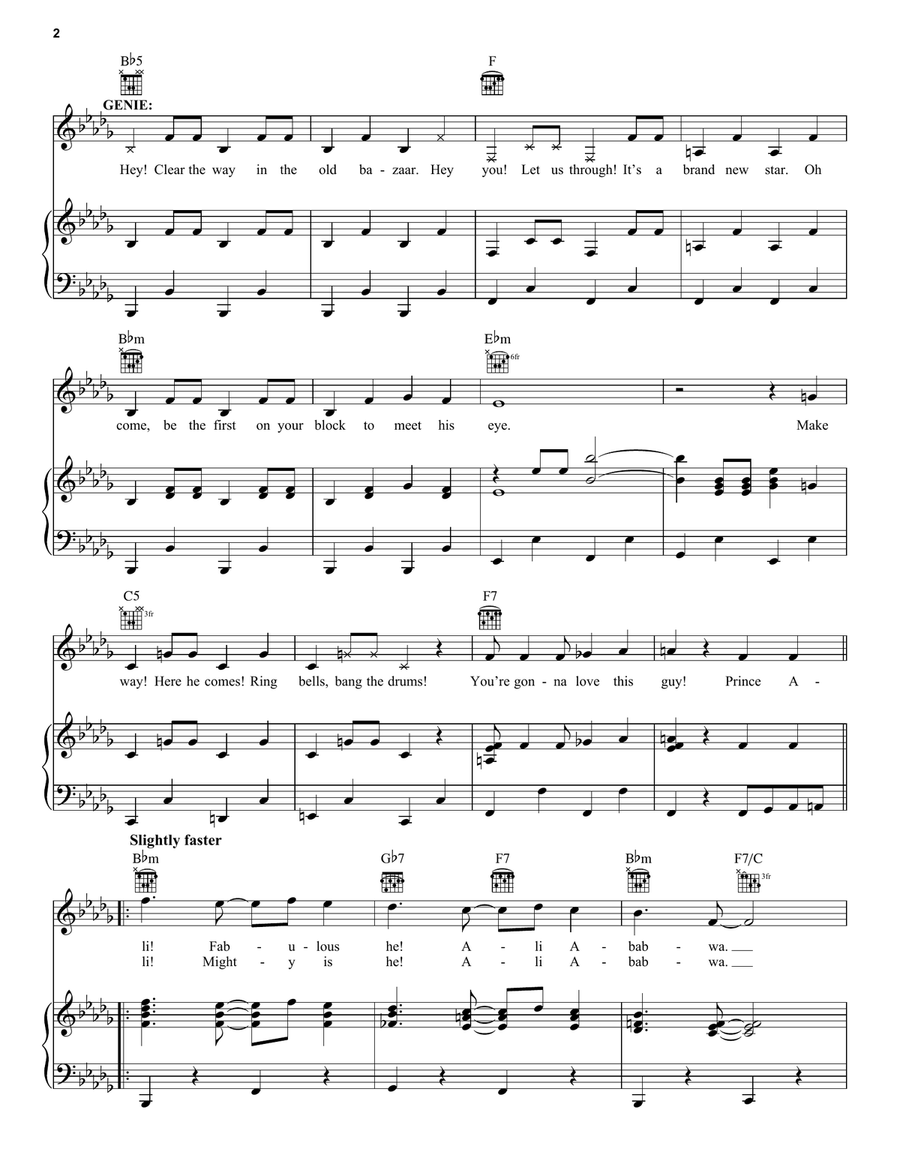 Prince Ali (from Disney's Aladdin) Piano, Vocal, Guitar scores gallery preview page 2