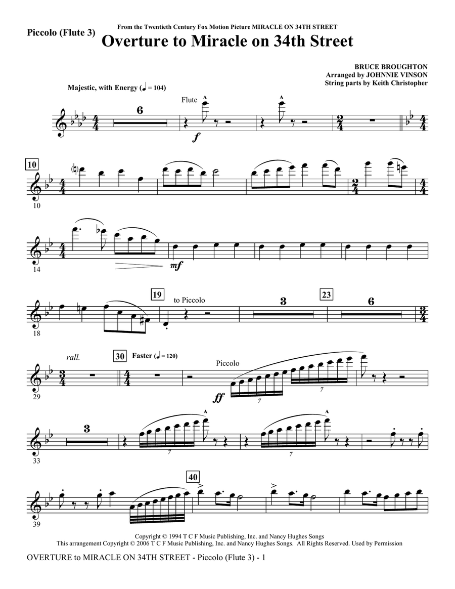 Overture to Miracle On 34th Street - Piccolo/Flute 3 Choir scores gallery preview page 1