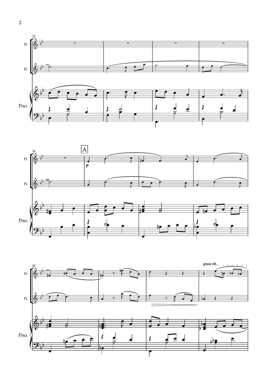 Valse Romantique. Original for Flute Duet and Piano Flute Duet scores gallery preview page 3