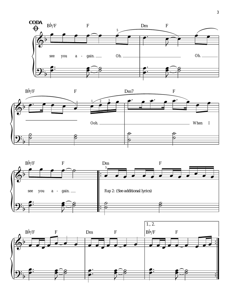 See You Again See You Again Easy Piano scores gallery preview page 3